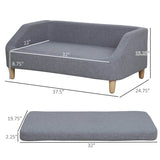 Wood Frame Gray Linen Fabric Pet Sofa - Sleep Galleria