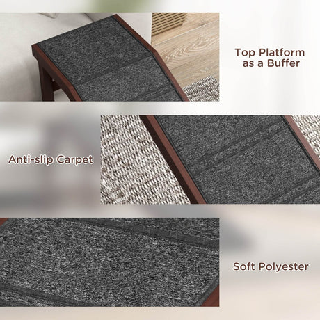 Wooden Pet Ramp With Anti-Slip Carpet Platform - Sleep Galleria