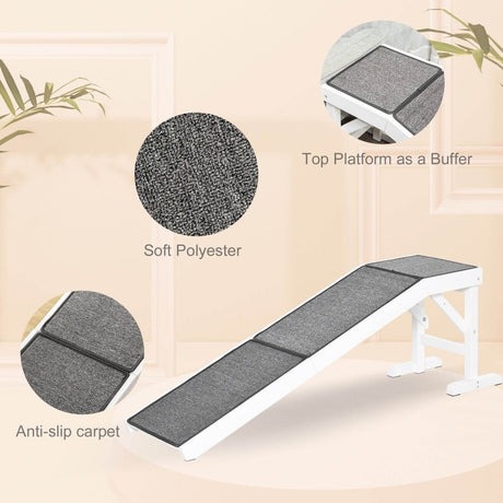 Wooden Pet Ramp With Non-Slip Carpeted Top Platform - Sleep Galleria