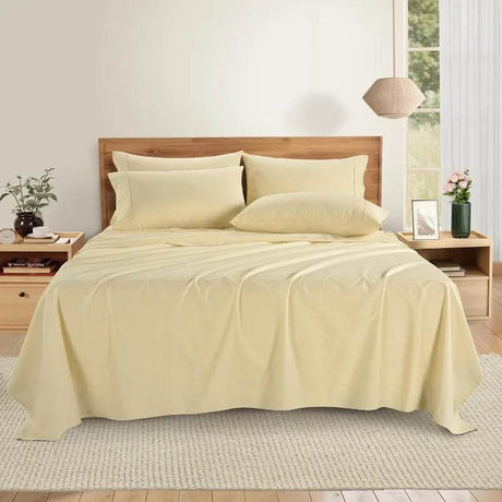 6 - Piece Cotton Percale Sheet Set - Platino - Sleep Galleria