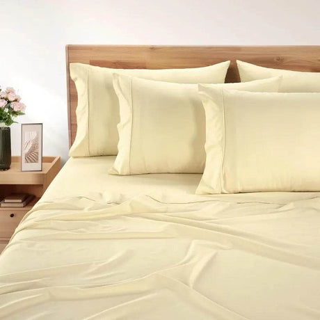 6 - Piece Cotton Percale Sheet Set - Platino - Sleep Galleria