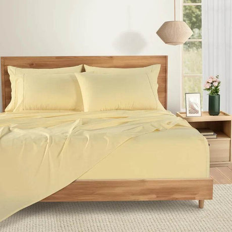 6 - Piece Cotton Percale Sheet Set - Platino - Sleep Galleria