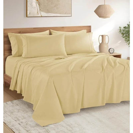 6 - Piece Cotton Percale Sheet Set - Platino - Sleep Galleria