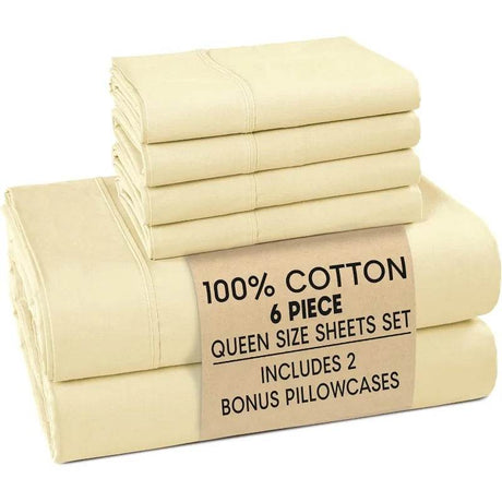 6 - Piece Cotton Percale Sheet Set - Platino - Sleep Galleria