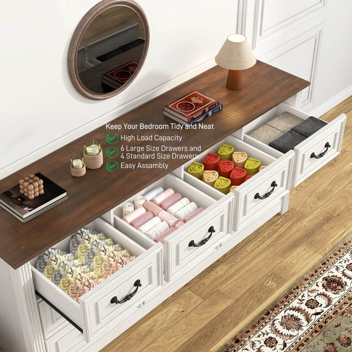 Farmhouse 10-Drawer Engineered Wood Dresser - Sleep Galleria