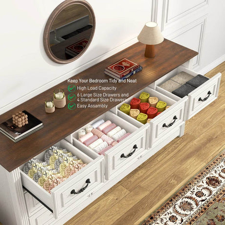 Farmhouse 10-Drawer Engineered Wood Dresser - Sleep Galleria