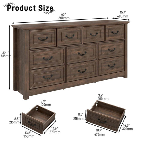 Farmhouse 10-Drawer Engineered Wood Dresser - Sleep Galleria