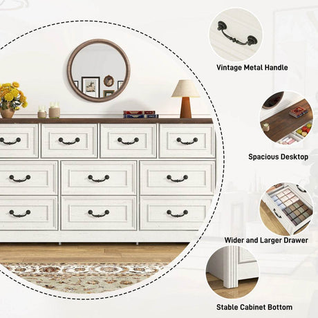 Farmhouse 10-Drawer Engineered Wood Dresser - Sleep Galleria