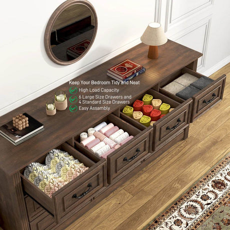 Farmhouse 10-Drawer Engineered Wood Dresser - Sleep Galleria