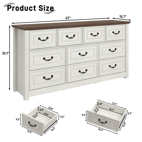 Farmhouse 10-Drawer Engineered Wood Dresser - Sleep Galleria