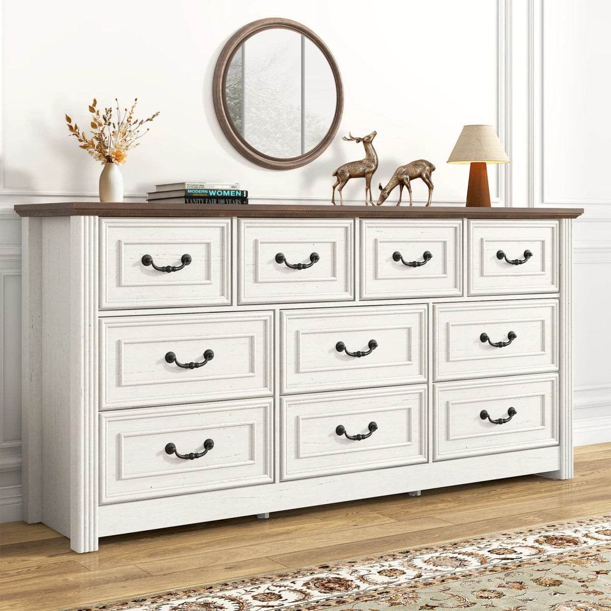 Farmhouse 10-Drawer Engineered Wood Dresser - Sleep Galleria