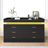 Modern 6 Drawer Wooden Dresser With LED Light - Sleep Galleria
