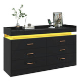 Modern 6 Drawer Wooden Dresser With LED Light - Sleep Galleria