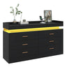 Modern 6 Drawer Wooden Dresser With LED Light - Sleep Galleria