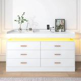 Modern 6 Drawer Wooden Dresser With LED Light - Sleep Galleria
