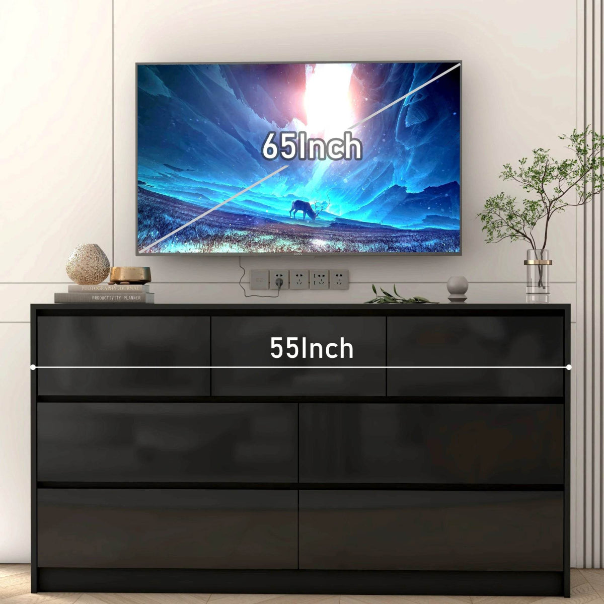 Modern 7 - Drawer High Gloss Wood Dresser Chest - Qiaoshiren - Sleep Galleria