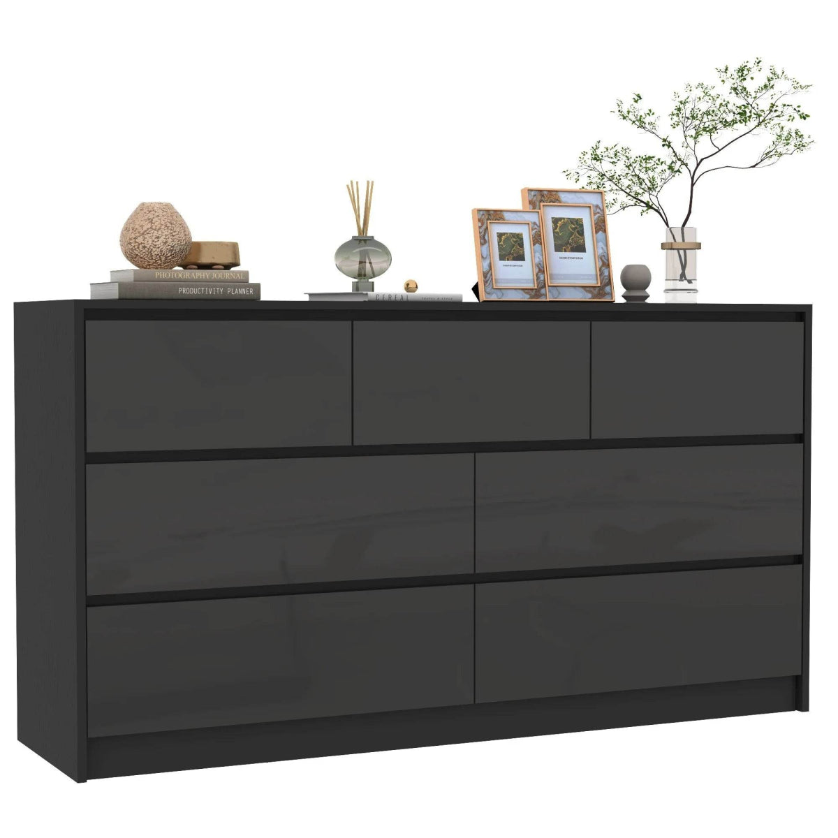 Modern 7 - Drawer High Gloss Wood Dresser Chest - Qiaoshiren - Sleep Galleria