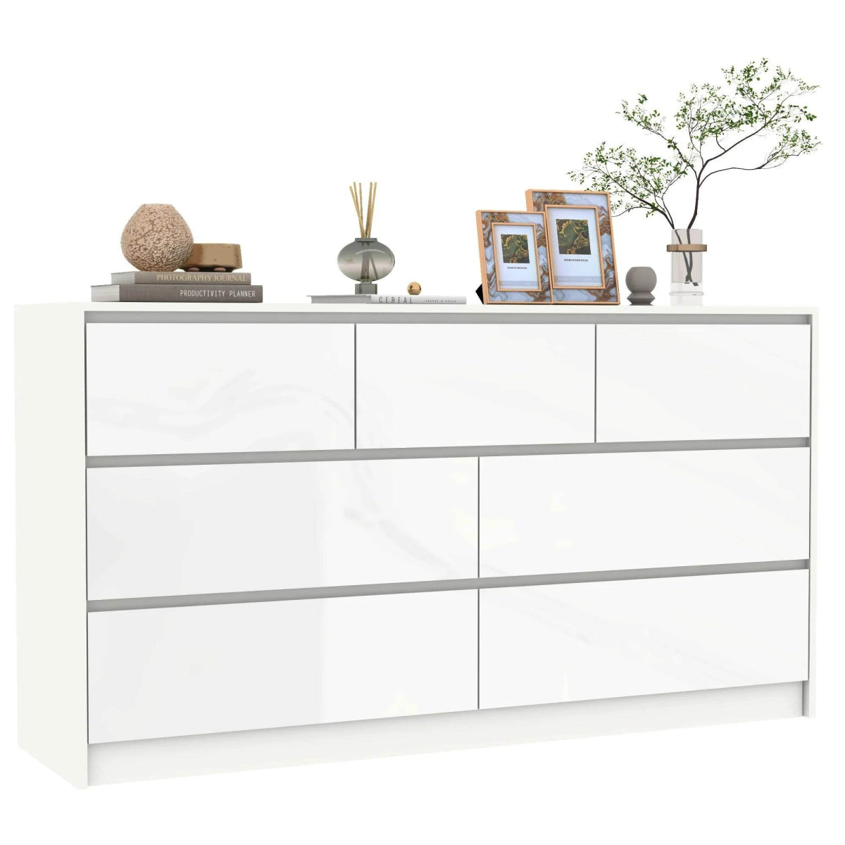 Modern 7 - Drawer High Gloss Wood Dresser Chest - Qiaoshiren - Sleep Galleria