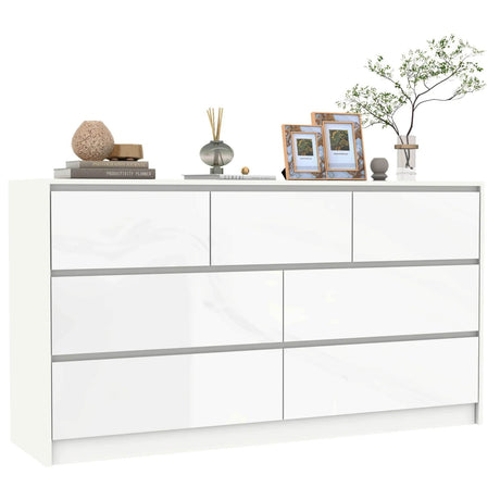 Modern 7-Drawer High Gloss Wood Dresser Chest - Sleep Galleria