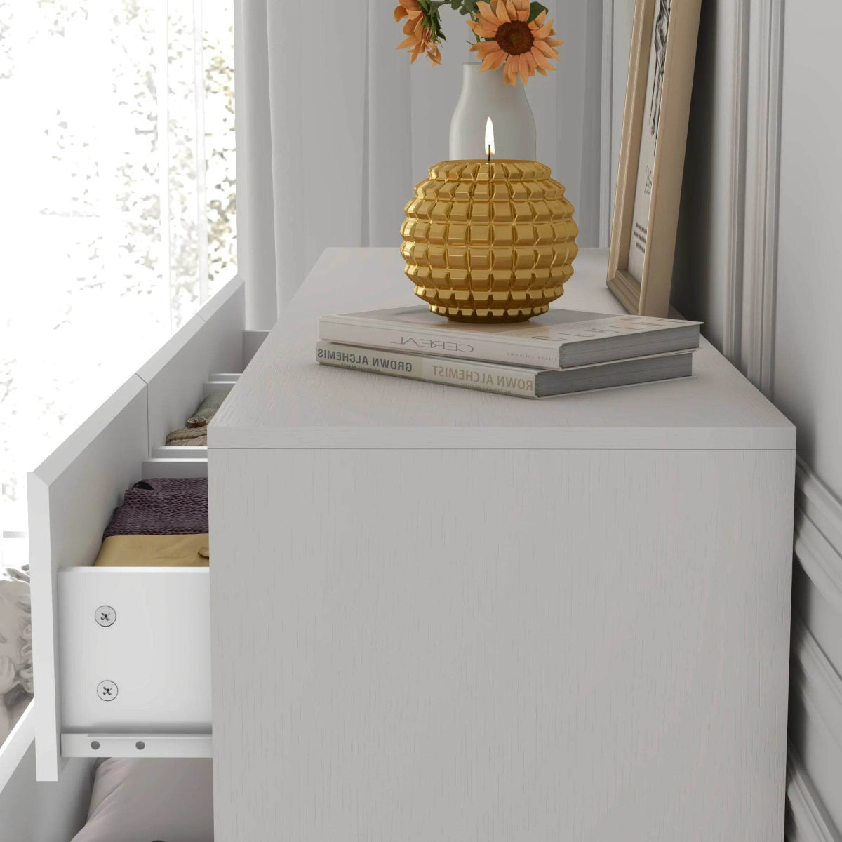 Modern 7 - Drawer High Gloss Wood Dresser Chest - Qiaoshiren - Sleep Galleria