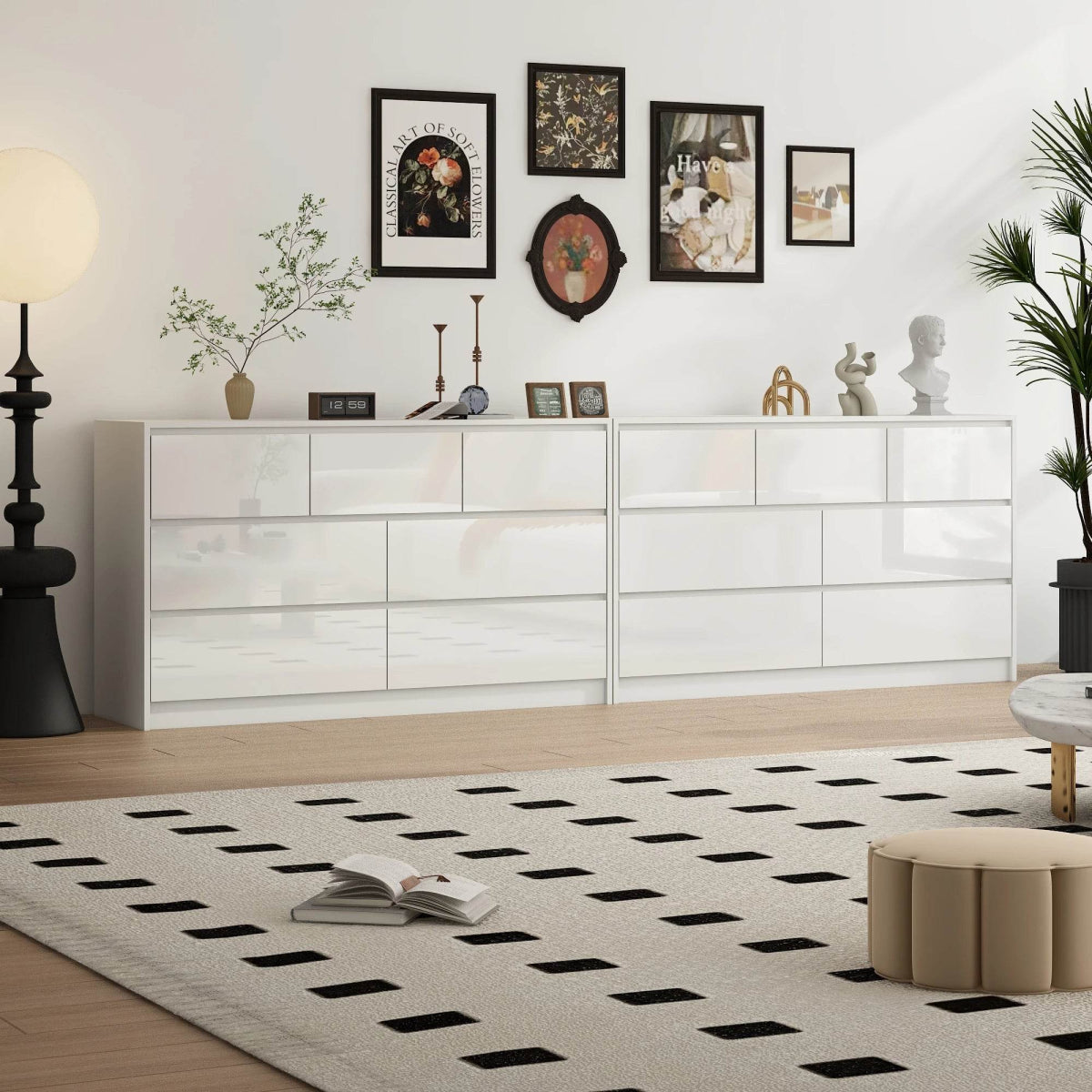 Modern 7 - Drawer High Gloss Wood Dresser Chest - Qiaoshiren - Sleep Galleria