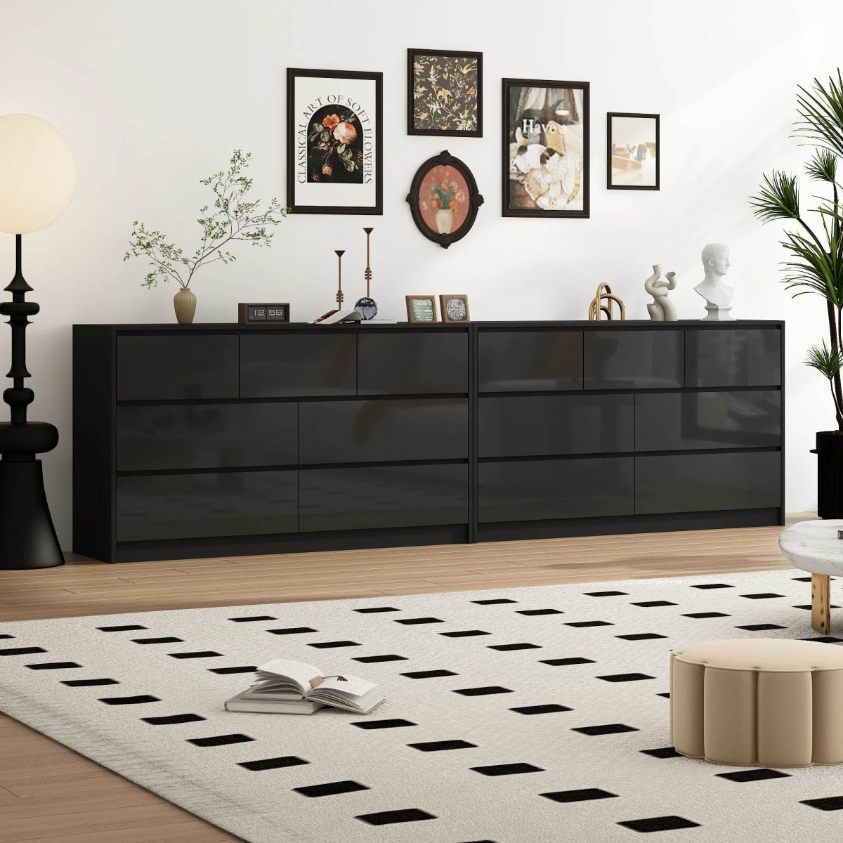 Modern 7 - Drawer High Gloss Wood Dresser Chest - Qiaoshiren - Sleep Galleria