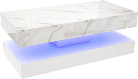 Modern LED Coffee Table With Storage Drawers - Sleep Galleria