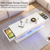 Modern LED Coffee Table With Storage Drawers - Sleep Galleria