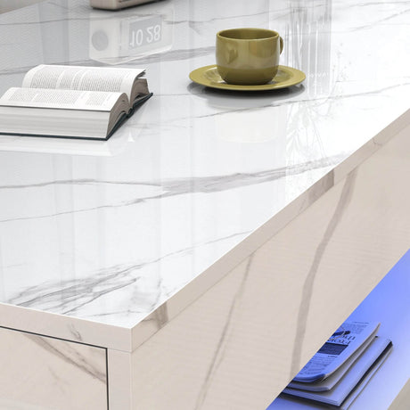 Modern LED Coffee Table With Storage Drawers - Sleep Galleria