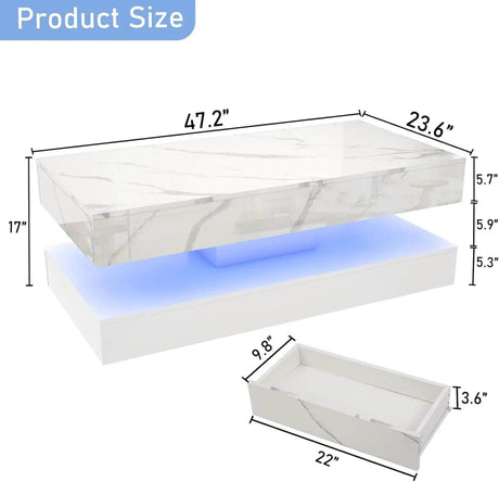 Modern LED Coffee Table With Storage Drawers - Sleep Galleria