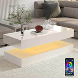 Modern LED Coffee Table With Storage Drawers - Sleep Galleria