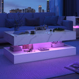 Modern LED Coffee Table With Storage Drawers - Sleep Galleria