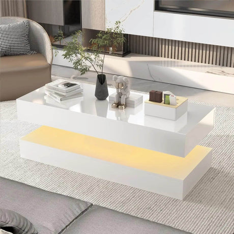 Modern LED Coffee Table With Storage Drawers - Sleep Galleria