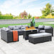 7-Piece Outdoor Wicker Furniture Set With Fire Pit Table - Sleep Galleria