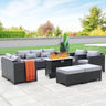 7-Piece Outdoor Wicker Furniture Set With Fire Pit Table - Sleep Galleria