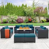 7-Piece Outdoor Wicker Furniture Set With Fire Pit Table - Sleep Galleria