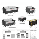 7-Piece Outdoor Wicker Furniture Set With Fire Pit Table - Sleep Galleria