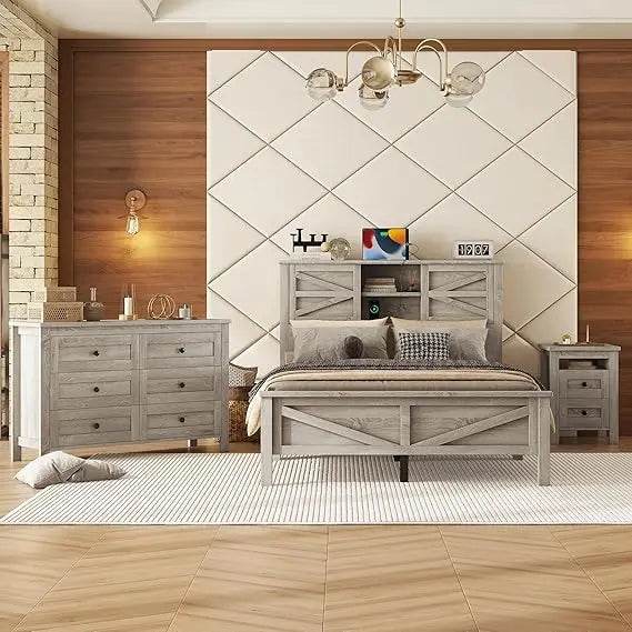3 - Piece Modern Wood Platform Bed Frame Set - RBXC - Sleep Galleria