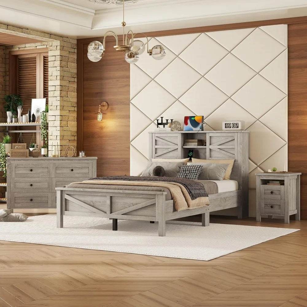 3 - Piece Modern Wood Platform Bed Frame Set - RBXC - Sleep Galleria
