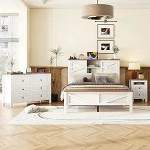 3 - Piece Modern Wood Platform Bed Frame Set - RBXC - Sleep Galleria