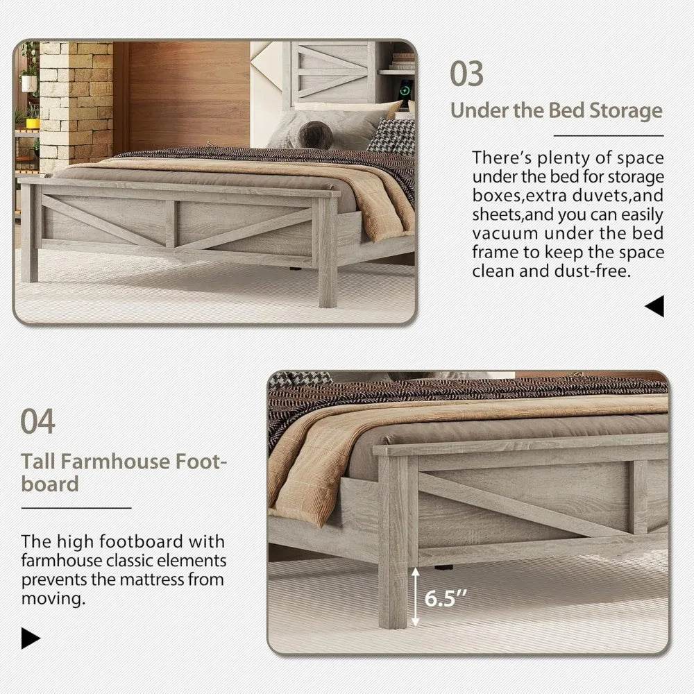 3 - Piece Modern Wood Platform Bed Frame Set - RBXC - Sleep Galleria