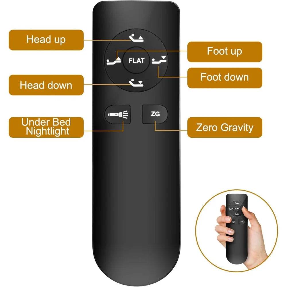Adjustable Fabric Covered Bed Frame With Wireless Remote - Sleep Galleria