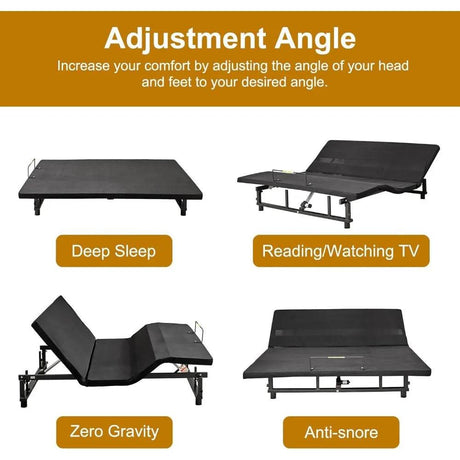 Adjustable Fabric Covered Bed Frame With Wireless Remote - Sleep Galleria