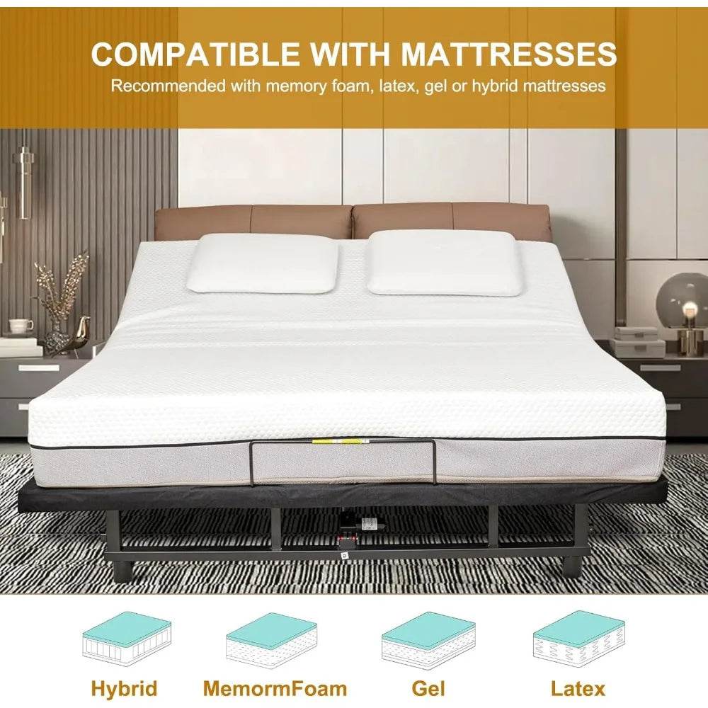 Adjustable Fabric Covered Bed Frame With Wireless Remote - Sleep Galleria