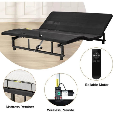 Adjustable Fabric Covered Bed Frame With Wireless Remote - Sleep Galleria