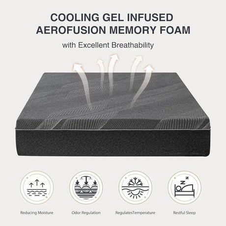 Medium Cooling Gel-Infused Charcoal Memory Foam Mattress - Sleep Galleria