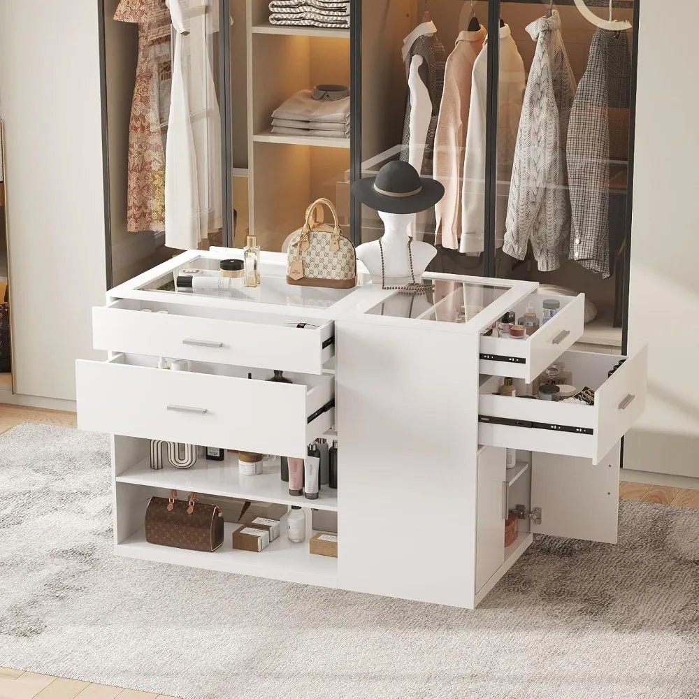 Modern Engineered Wood And Glass Storage Dresser Island - RBXC - Sleep Galleria
