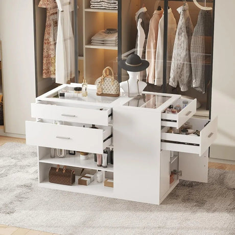Modern Engineered Wood And Glass Storage Dresser Island - RBXC - Sleep Galleria