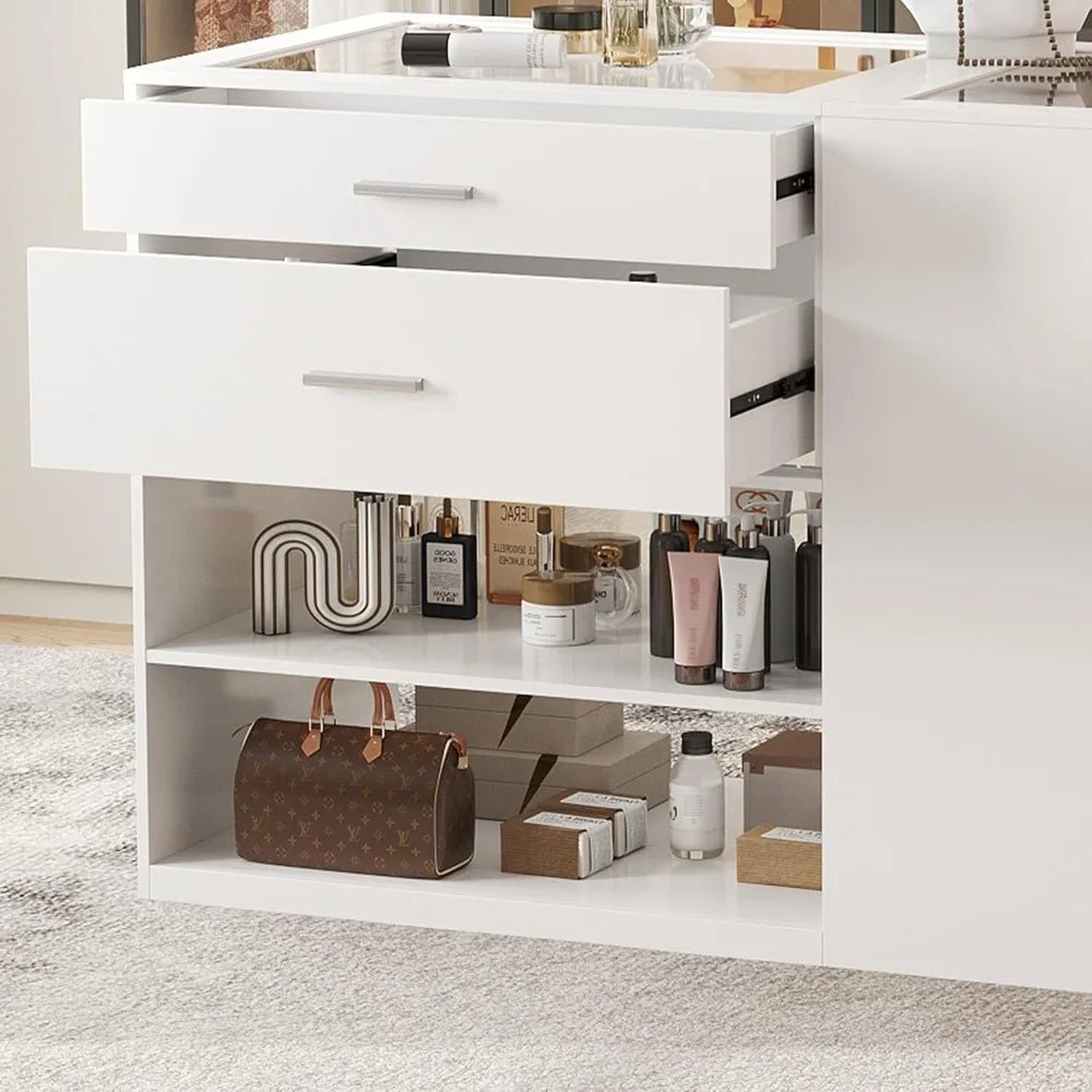 Modern Engineered Wood And Glass Storage Dresser Island - RBXC - Sleep Galleria