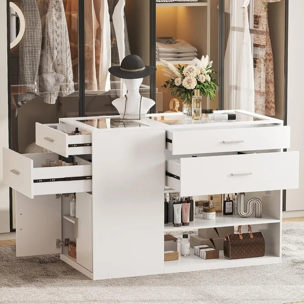 Modern Engineered Wood And Glass Storage Dresser Island - RBXC - Sleep Galleria